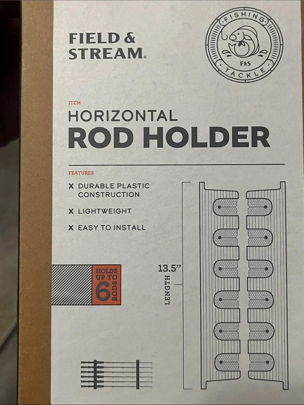 Field & Stream Black Horizontal Rod Rack – Wall-Mount Rod Holder